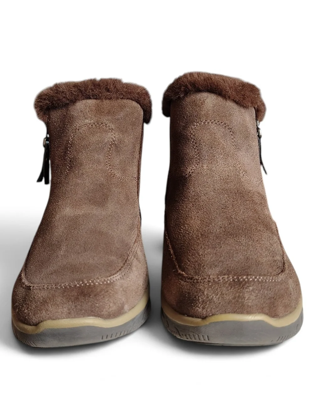 Sketchers Women's 11 Relaxed Fit Easy Going Cool Zip Chocolate Suede Lined Boots